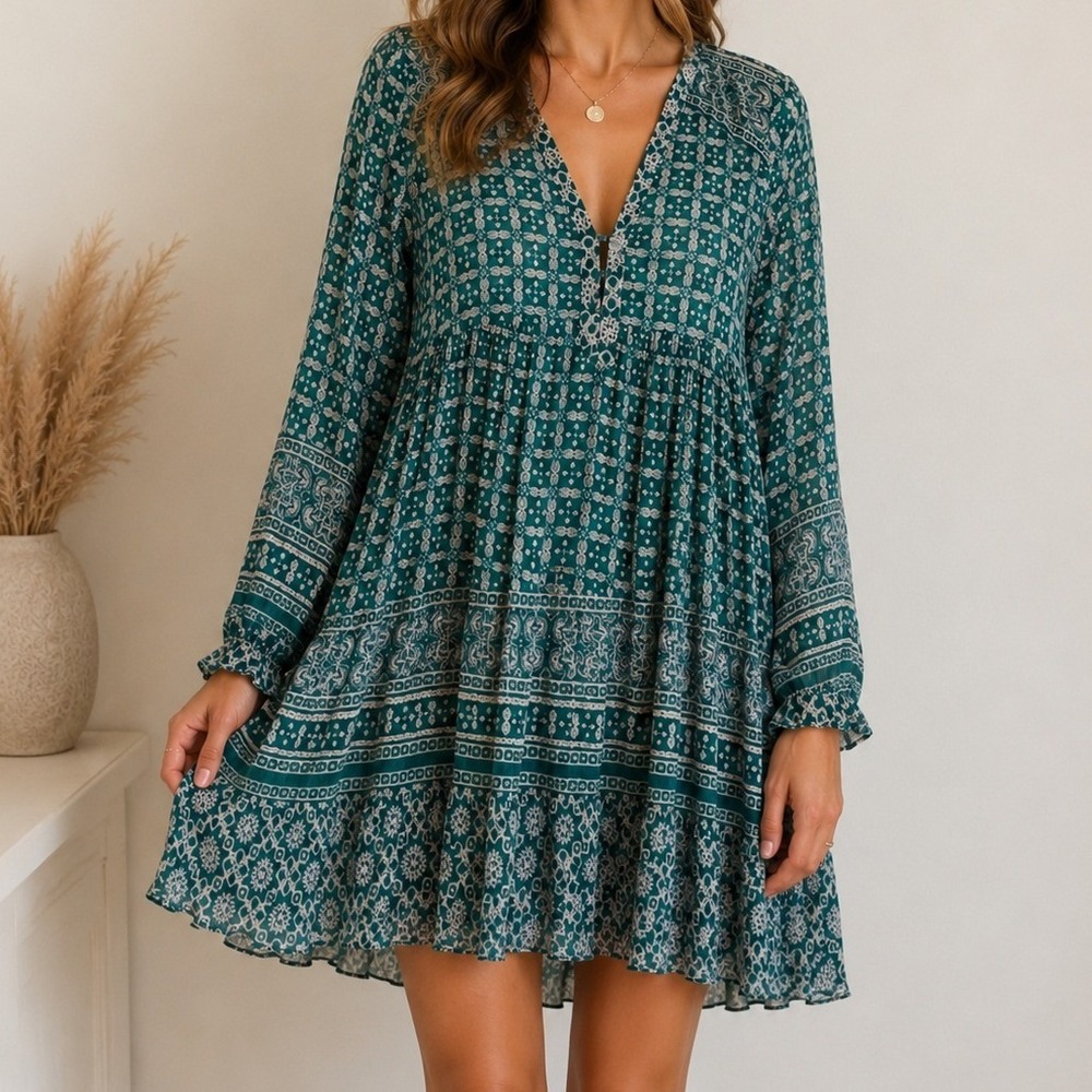 Maeve Anthropologie Sheer Ruffle Dress Bohemian Festival Indie Western Boho Chic